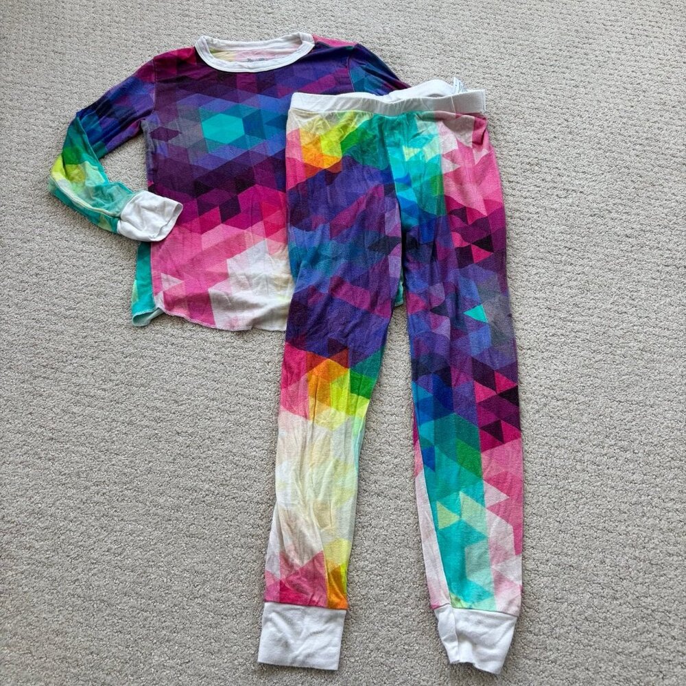 Rowdy sprouts rainbow prismatic geo print bamboo pajamas